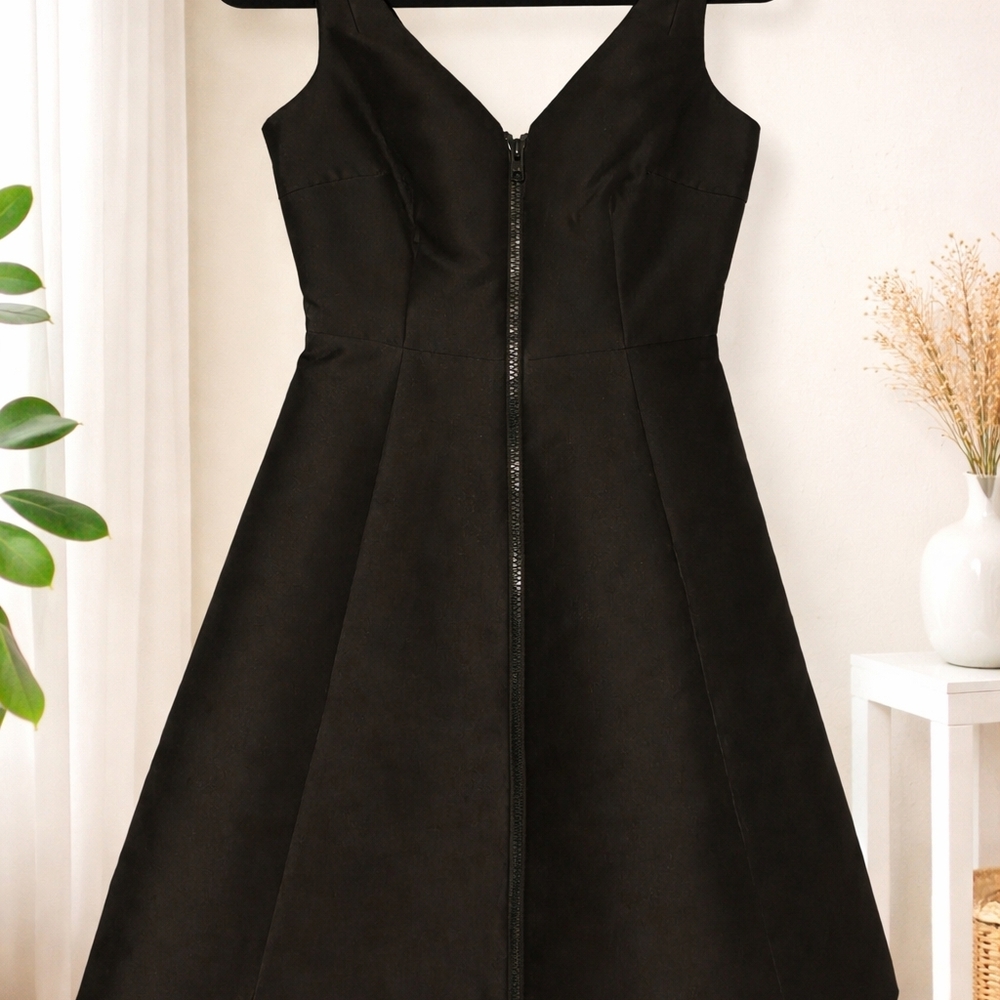 kate spade Black Sleeveless Mini Dress with Front Zip